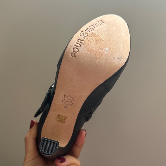 POUR‎ La VICTOIRE Black Leather High Heel Boots Aleria authentic Italian leather - Picture 5 of 8